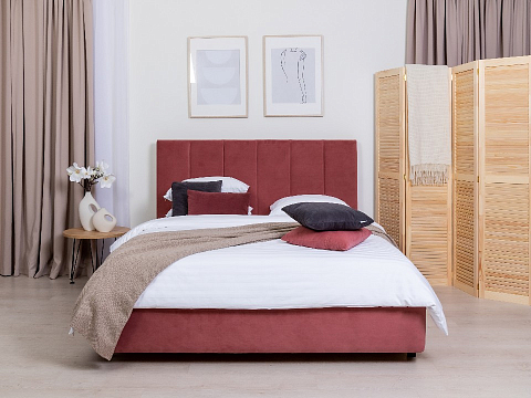 Розовая кровать Oktava - Кровать в лаконичном дизайне в обивке из мебельной ткани или экокожи.