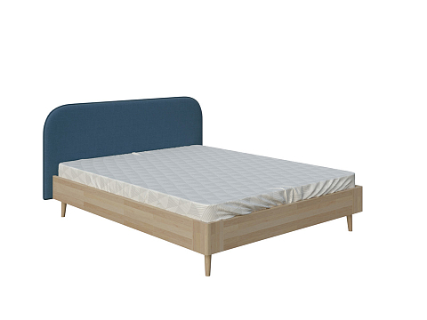 Синяя кровать Lagom Plane Wood - Оригинальная кровать без встроенного основания из массива сосны с мягкими элементами.